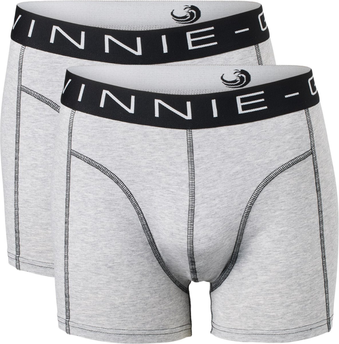 Vinnie-G Boxershorts 2-pack Grey Melange Stitches - Maat XL - Heren Onderbroeken Grijs - Geen irritante Labels - Katoen heren ondergoed
