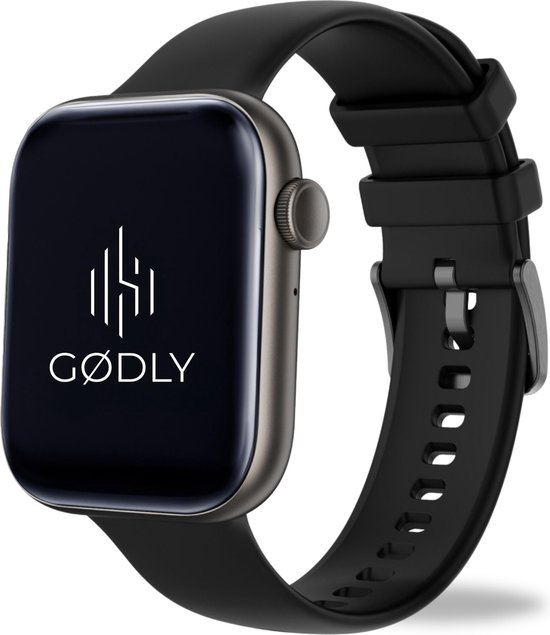 GØDLY® 45 Premium Smartwatch - Smartwatch Heren - Smartwatch Dames - Horloge – HD - Stappenteller - Kcal Teller - Slaapmeter - Hartslagmeter - Saturatiemeter - Geschikt voor iOS en Android - Zwart
