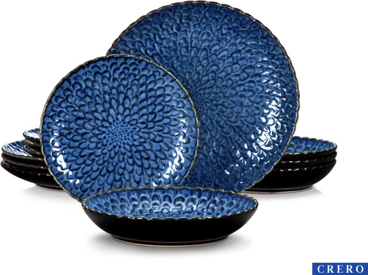 CRERO Luxe Dinnerware Set 12 pièces 4 personnes Vaisselle en céramique Service...