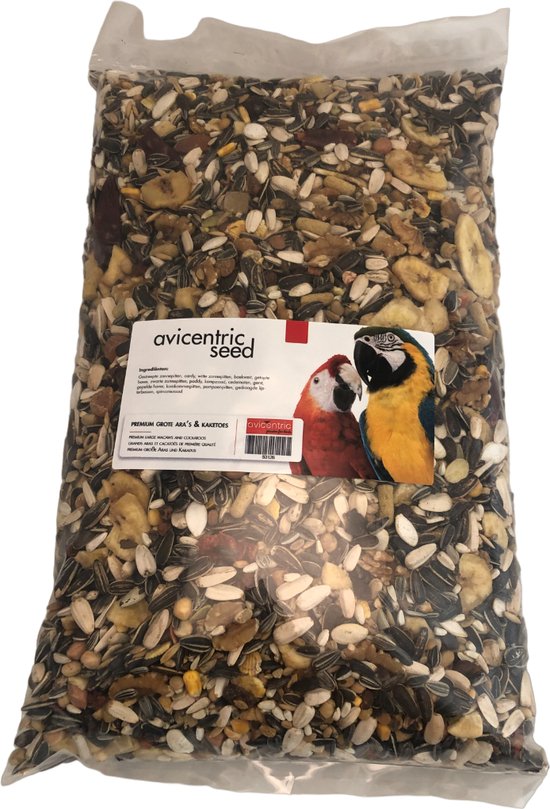 Papegaaienvoer 2x 2kg - Ara Voer Mix - Speciaal Voer Voor Ara's & Grote Kaketoes - Pellet & Zaad Mix Papegaai