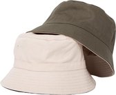 Reversible bucket hat - mybuckethat - groen/beige - vissershoedje groen en beige - katoen - zonnehoed - omkeerbaar