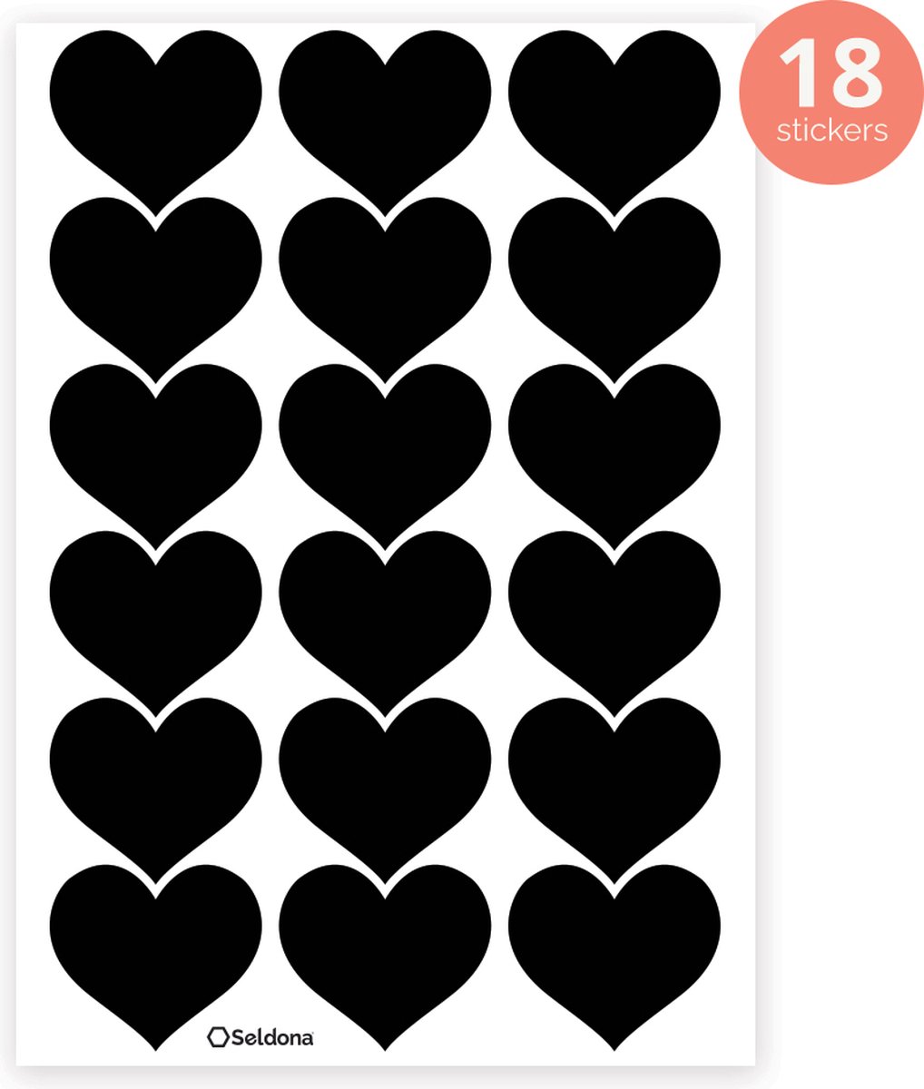Seldona® Muurstickers kinderkamer Hartjes - Zwart wit Scandinavisch design - jongen / meisje - Babykamer (18 stuks)