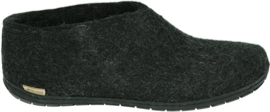 Glerups Warme Vilten Pantoffel Zwart Rubber Zool ar-02-02-42