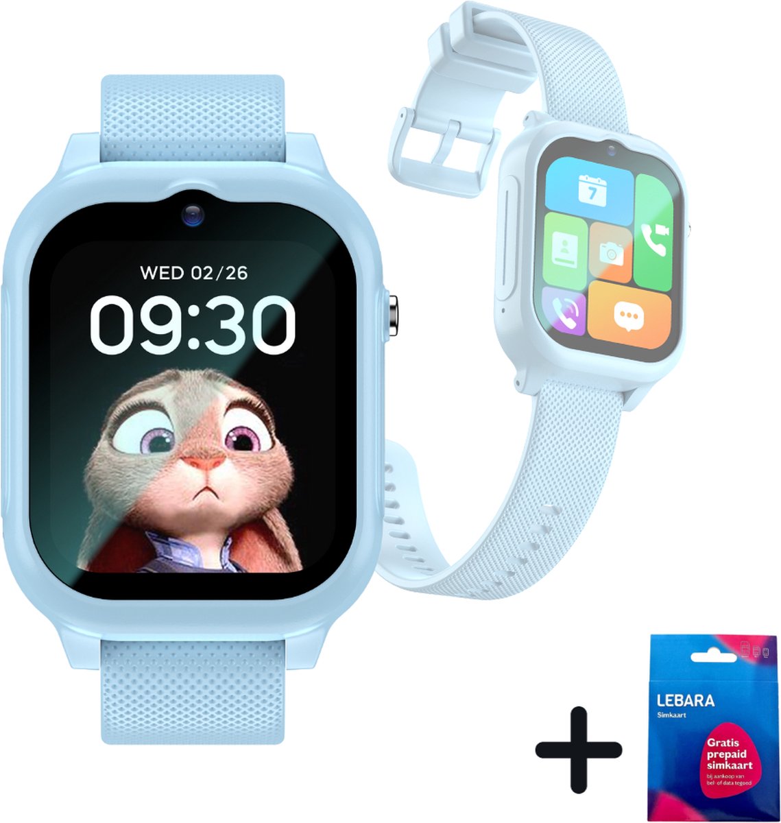 4G Smartwatch kinderen - GPS Horloge kind - GPS Tracker - SOS Functie - HD Videobellen & Stappenteller - Incl Simkaart - LUXXOZ