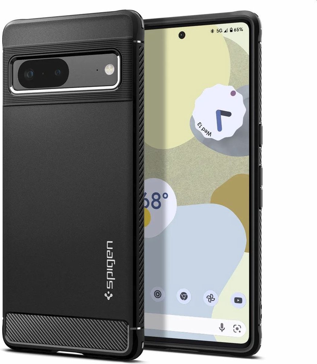 Spigen Rugged Armor Google Pixel 7 Hoesje Back Cover Zwart