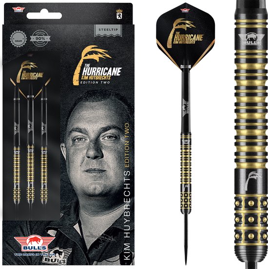 Bull's Kim Huybrechts 90% Black E2 - Steeltip Darts - Professionele Dartpijlen - Ultieme Grip van Bull's — afbeelding 5