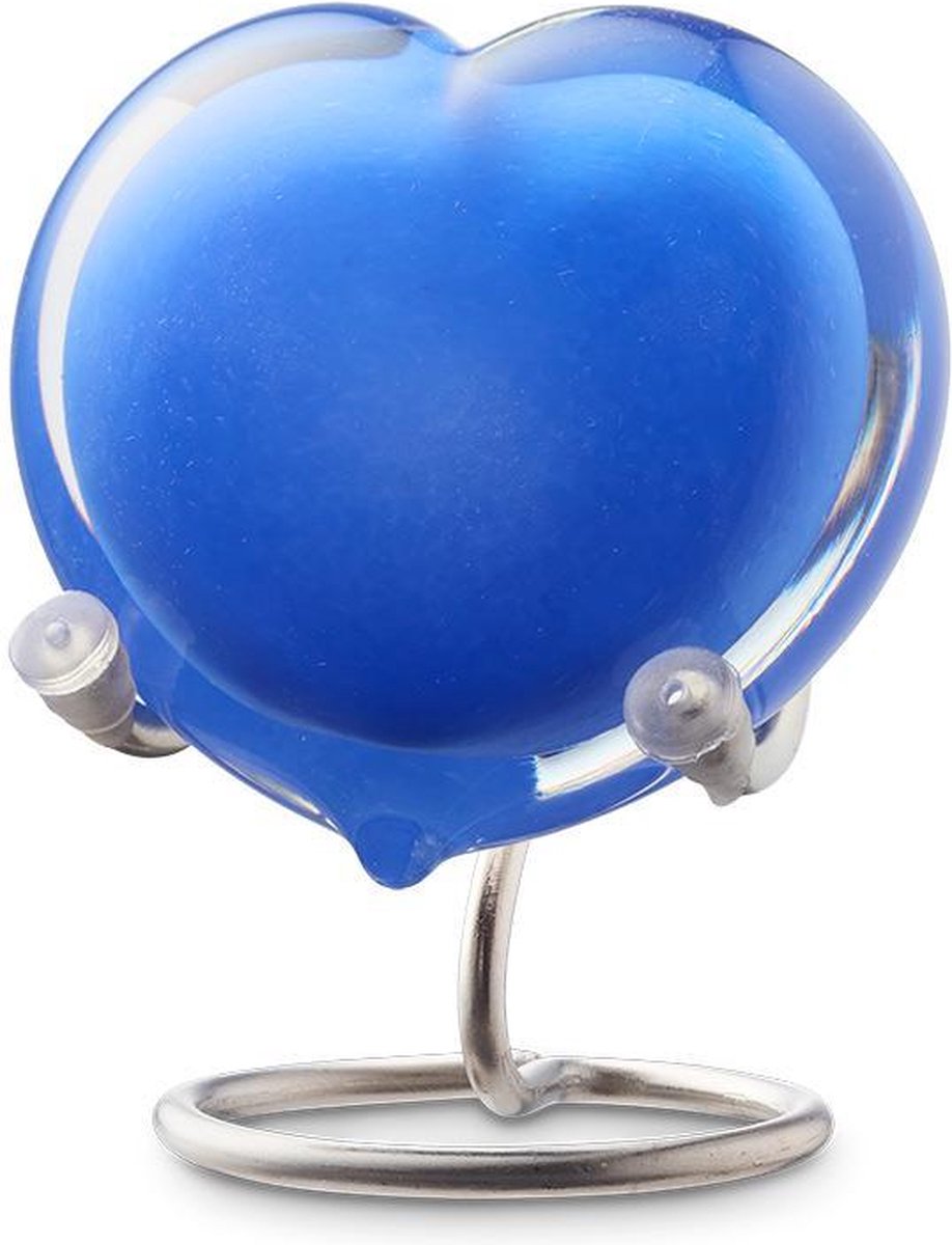 Pebble urn ornament op standaard, as bestemming, kleine urn hart op houder zilverkleurig