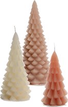 Cactula kwaliteits kerstboom kaarsen set van 3 - 13.5 x 30 cm - 10 x 20 cm - 6.3 x 12 cm - Toned
