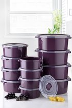 Nandy Home - Set de Bocaux de conservation ronds pour micro-ondes (12 pièces) - Violet - Plastique - Sans BPA - Hermétique