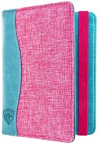 Jeans passeport RFID style jean / porte-passeport Rose-Turquoise