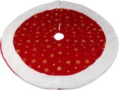 Décoration de Noël Jupe de sapin de Noël - velours - rouge avec étoiles - D90 cm