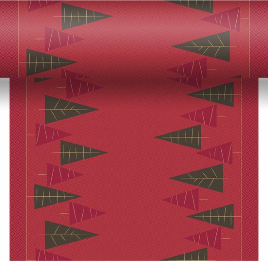 Duni kerst thema tafelloper/placemats 40 x 480 cm papier rood bol