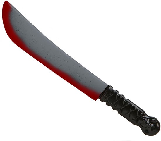 Foto: Grote machete mes plastic 41 cm halloween ridders zombie killer verkleed wapens met bloed