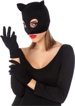 Verkleed party handschoenen voor dames - polyester - zwart - one size - kort model