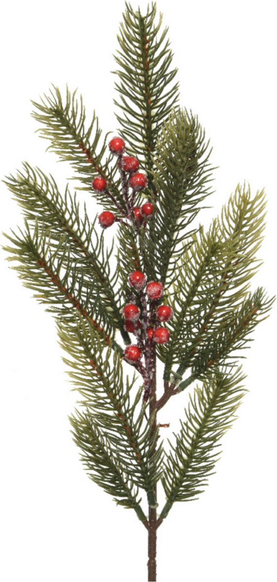 Decoris kersttak/dennentak - groen met bessen - 52 cm