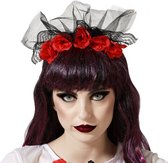 Halloween/horror verkleed diadeem/tiara/bloemenkrans - zombie/heks/lady - kunststof - dames/meisjes