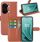 OnePlus Nord 3 Hoesje - MobyDefend Kunstleren Wallet Book Case (Sluiting Voorkant) - Bruin - GSM Hoesje - Telefoonhoesje Geschikt Voor OnePlus Nord 3