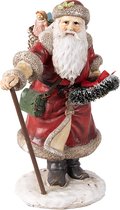 Clayre & Eef Kerstdecoratie Beeld Kerstman 20 cm Rood Polyresin Kerstfiguren