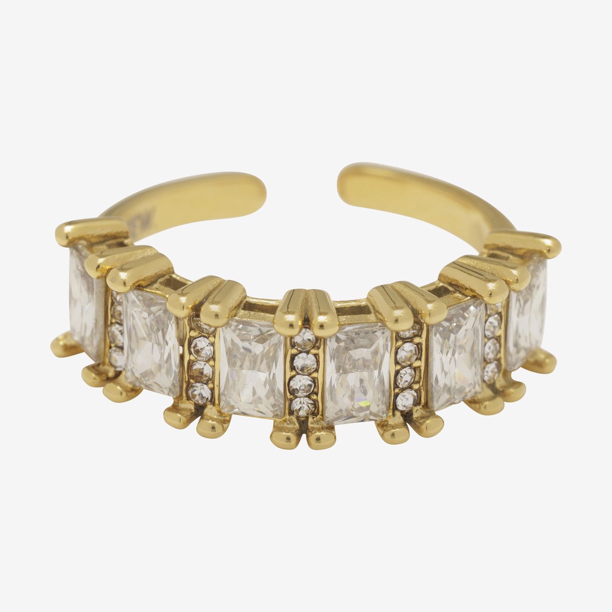 Essenza Mix White Stones Ring Gold
