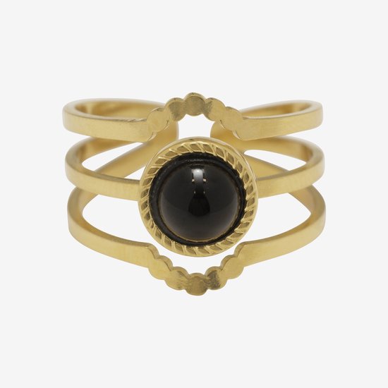 Essenza Black Stone Ring Gold
