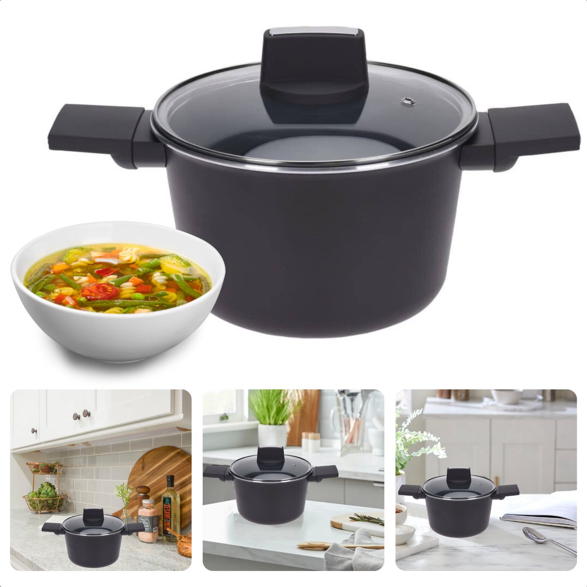 Braadpan met Deksel - Ø24cm - Aluminium - Alle Warmtebronnen - Ook voor Inductie