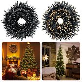 Cheqo® Kerstboomverlichting - Kerstverlichting LED - 80 LED - Warm Wit - Op batterij - 8 Lichtfuncties - Dual-Timer - 6m lengte - IP44 spatwaterdicht - 3x AA batterijen - 3V