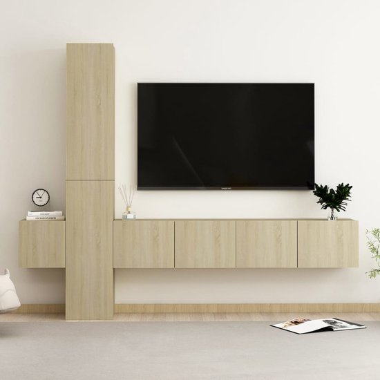 The Living Store Stereokast Sonoma Eiken 2x TV-meubel (L) - 2x TV-meubel (M) - 1x TV-meubel (S)