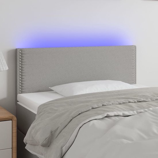 The Living Store Hoofdeind LED-Licht - Lichtgrijs - 100 x 5 x 78/88 cm - Verstelbaar - Duurzaam stof