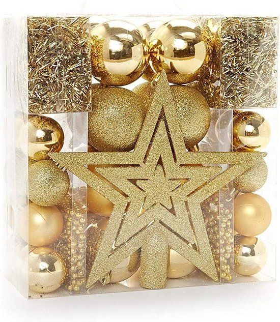 Gerimport Kerstballen - 6st - Goud/wit/zilver - Kunststof - 6 Cm