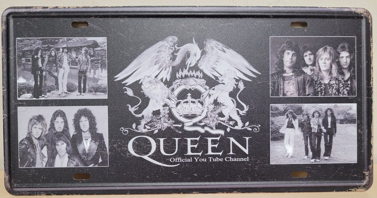 Queen band collage License plate wandbord van metaal METALEN-WANDBORD - MUURPLAAT - VINTAGE - RETRO - HORECA- BORD-WANDDECORATIE -TEKSTBORD - DECORATIEBORD - RECLAMEPLAAT - WANDPLAAT - NOSTALGIE -CAFE- BAR -MANCAVE- KROEG- MAN CAVE