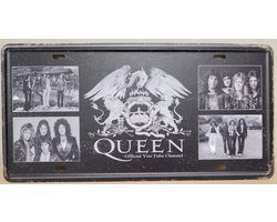 Queen band collage License plate wandbord van metaal METALEN-WANDBORD - MUURPLAAT - VINTAGE - RETRO - HORECA- BORD-WANDDECORATIE -TEKSTBORD - DECORATIEBORD - RECLAMEPLAAT - WANDPLAAT - NOSTALGIE -CAFE- BAR -MANCAVE- KROEG- MAN CAVE