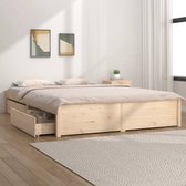 The Living Store Houten Bedframe - Onbehandeld - Bed - 120x190 cm - Massief grenenhout