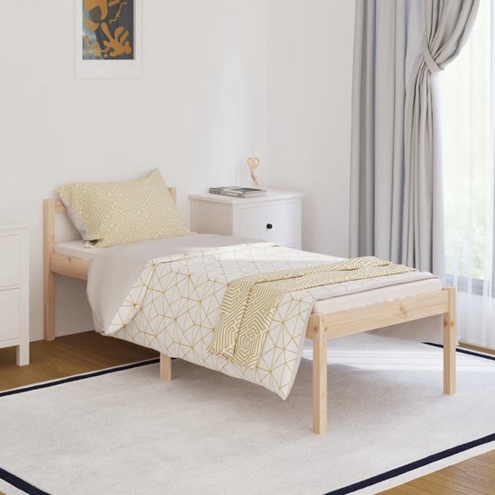 The Living Store Bedframe - Grenenhout - 195.5 x 80.5 x 70.5 cm - 75 x 190 cm - Onbehandeld