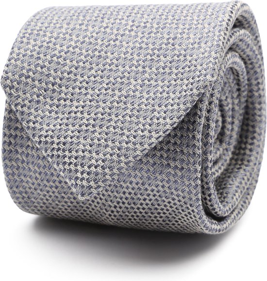 Convient - Cravate Lin Structure Blauw - Cravate de Luxe pour hommes 100% Soie, Lin - Uni
