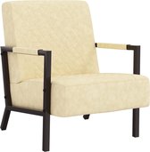 The Living Store Fauteuil Industrieel - 66 x 84 x 84 cm - Crème/Zwart - Kunstleer/Metaal