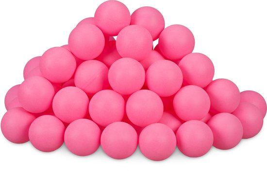 Balles de bière-pong Relaxdays - lot de 100 - rose - 40 mm - balles de tennis de table - extérieur