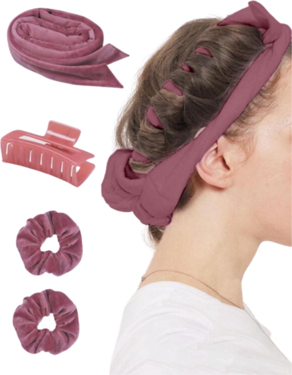 BeautyFit® - Heatless Curls - Krulspelden voor slapen - Haarrollers - 4-delig Krulset - Haarrollers - Haarkruller - Hair Curler - Krullen Maken Rollers - Krullen Zonder Hitte - Curling Ribbon
