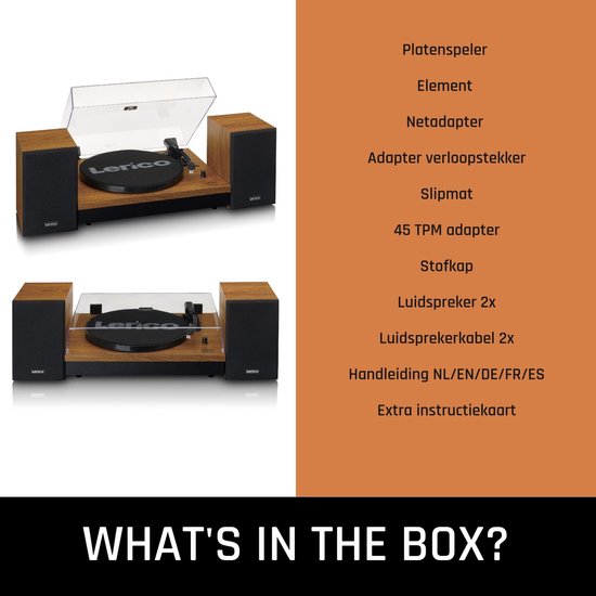 Lenco Platenspeler met Bluetooth - Twee externe Speakers - Auto-stop - LS-310WD - Hout — afbeelding 3