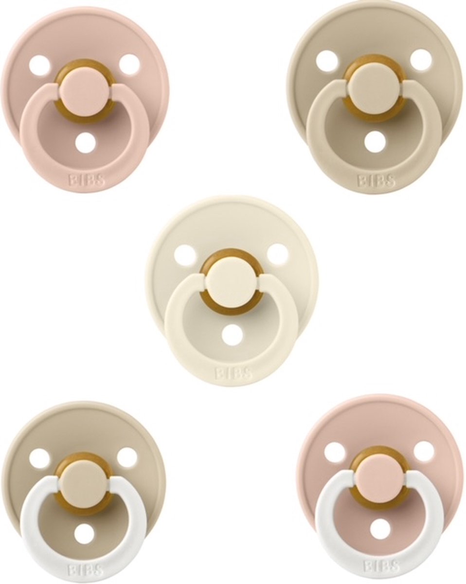 Goedkoopste Bibs fopspenen 0-6 maand set 5 stuks Blush,Vanilla,Ivory, Blush Glow, en Vanilla Glow maat 1