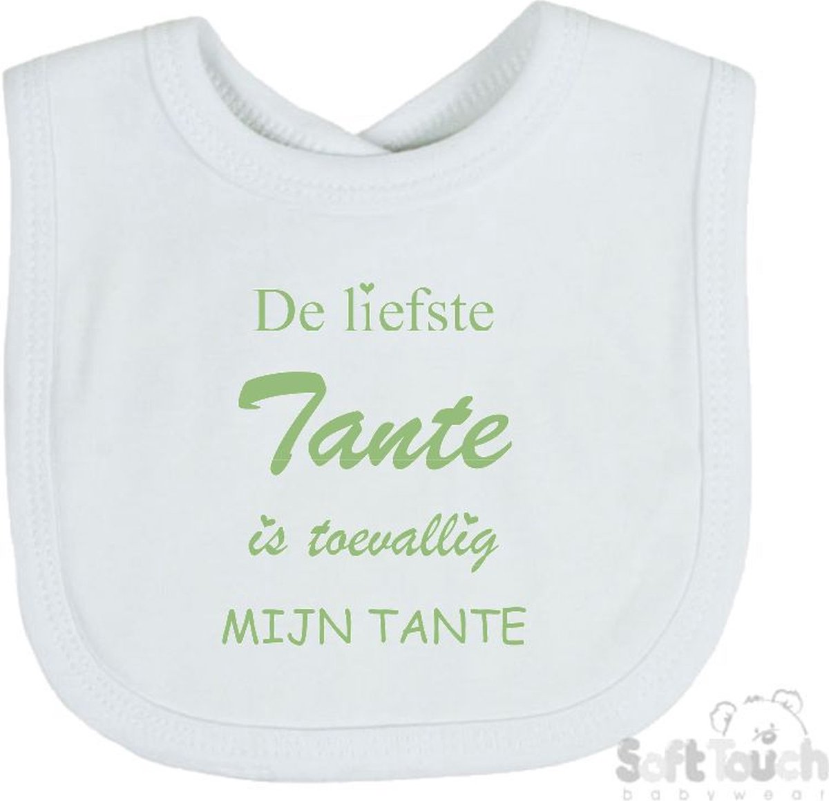 Goedkoopste Soft Touch Slabber De liefste tante is toevallig mijn tante Unisex Katoen Wit/sage green (saliegroen) Maat 33x22 Cm