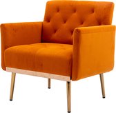 Merax Fauteuil - Gestoffeerde Stoel - Loungestoel Binnen - Accent Stoelen - Oranje
