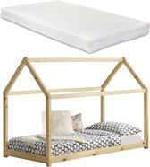 Kinderbed Alvin - Huisbed - Met Matras - 90x200cm - Houtkleurig - Jongensbed - Meisjesbed - Modern Design