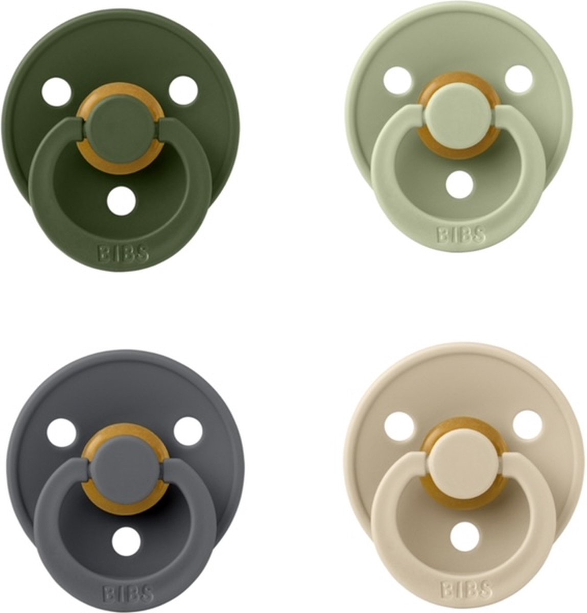 Goedkoopste Bibs fopspeen 18 maand set 4 stuks Hunter Green,Sage,Iron en Vanilla maat 3