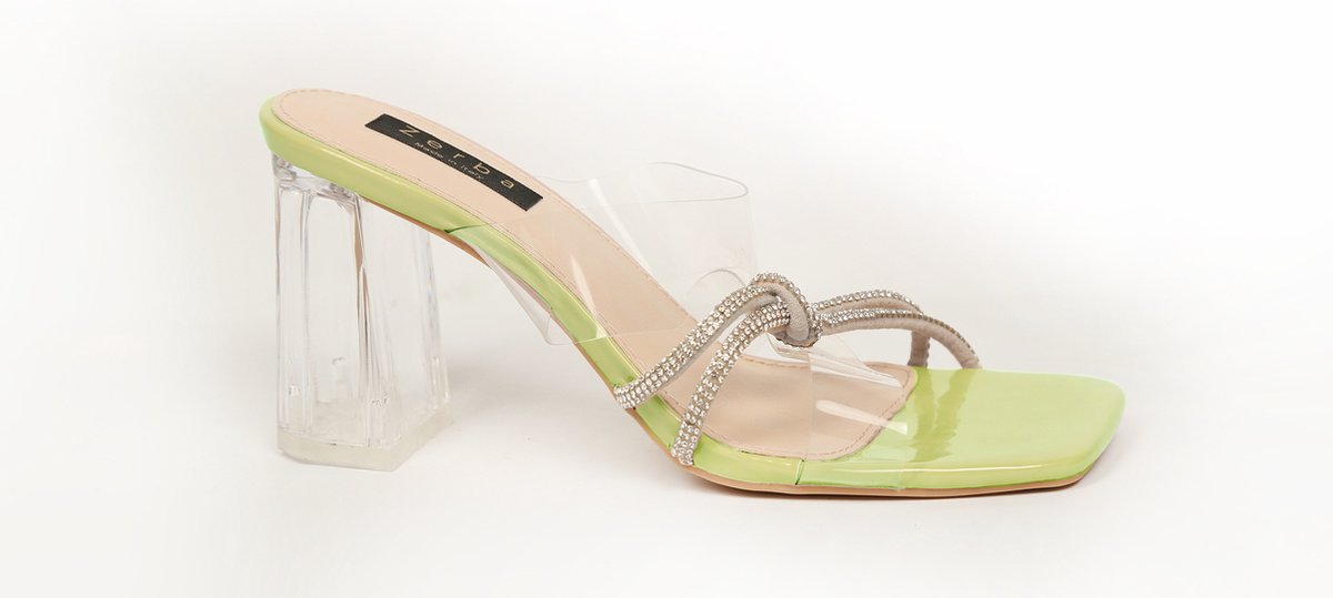 Zerba - Dames Sandalen - Muiltjes - Maat 37 – Groen Leer – Acerno