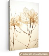 Canvas Schilderij Droogbloemen - Beige - Planten - Wit - 40x60 cm - Wanddecoratie