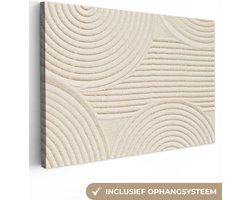 Canvas schilderij 120x80 cm - Wanddecoratie Patroon - Abstract - Wit - Muurdecoratie woonkamer - Slaapkamer decoratie - Kamer accessoires - Schilderijen