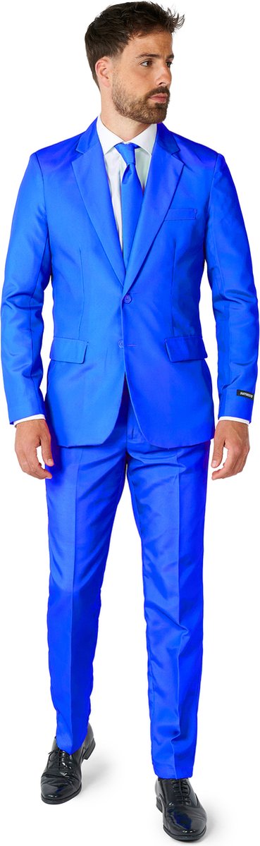 Suitmeister Blue - Heren Pak - Carnavalskleding - Casual Effen Gekleurd - Blauw - Thema Feest - Maat L