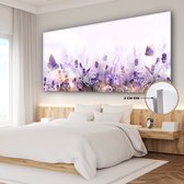 Peinture sur toile Lavande - Papillon - Violet - Fleurs - Nature - 160x80 cm - Décoration murale
