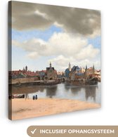 Canvas Schilderij Gezicht op Delft - Schilderij van Johannes Vermeer - 20x20 cm - Wanddecoratie
