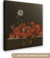 Canvas Schilderij Stilleven met bosaardbeien - Schilderij van Adriaen Coorte - 50x50 cm - Wanddecoratie